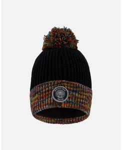 Вязаная зимняя шапка для мальчика с подкладкой и помпоном, черная с разноцветными вставками - для малышей/детей Deux par Deux, Black and multicolor