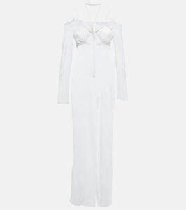 Свадебное платье с вырезом и кружевом Nensi Dojaka, белый