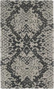 Ковер SAFAVIEH, 61 x 92 см, Wyndham Collection, Grey & Black, ручной работы из современной шерсти, идеален для помещений с высокой проходимостью: прихожая, гостиная, спальня (WYD620A)