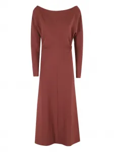 Платье миди с вырезом-лодочкой и длинными рукавами Federica Tosi, коричневый