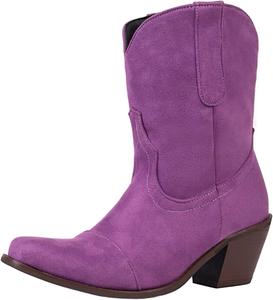 Женская мода Ботильоны на массивном каблуке 5,5 см Сапожки до щиколотки Ботинки-рыцари Короткие ботильоны LYYSKY, Purple