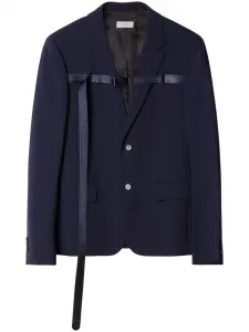 Однобортный пиджак с ремешком и пряжкой OFF-WHITE, синий