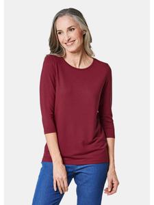 GOLDNER Короткий размер: Футболка. Легко сочетающаяся с другой одеждой футболка с рукавами 3/4 темно-красного цвета