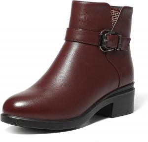 Женские ботинки выше щиколотки Yiozoi, легкие, для шопинга, достаточно теплые, с толстым каблуком, подходят для женщин с высокой щиколоткой, Red Wine