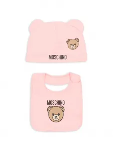 Комплект шапок с логотипом Moschino Kids, розовый