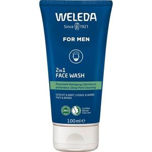 WELEDA Bio FOR MEN 2in1 Освежающий натуральный мужской гель для умывания лица/ухода за бородой с корой ивы и корнем солодки 100 мл