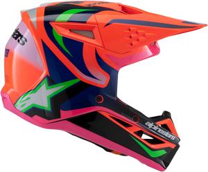Детский шлем Alpinestars SM3 Deegan, стандарт ECE06/DOT, Orange Fluo/Purple/Pink Fluo Glossy