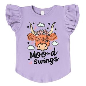 Футболка с рукавами-крылышками и принтом Mood swings cow The Juniper Shop, Lavender