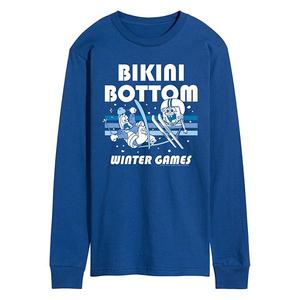 Мужская футболка с длинным рукавом Spongebob Squarepants Bikini Bottom Winter Games Nickelodeon, Royal Blue