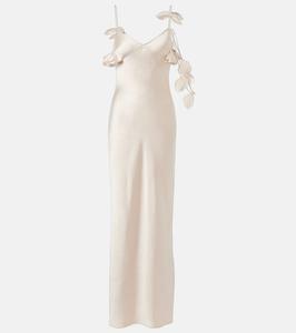 Свадебное атласное платье с цветочной аппликацией Self-Portrait, Champagne