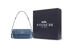COACH Джинсовая переносная сумка через плечо среднего размера женская в синем цвете