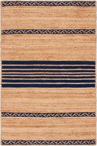 SAFAVIEH, 92 x 153 см, Ковер для декора из коллекции натуральных волокон, Natural & Navy, ручной работы в полоску бохо фермерский деревенский плетеный джут, идеально для помещений с высокой проходимостью: прихожая, гостиная, спальня (NFB262N)