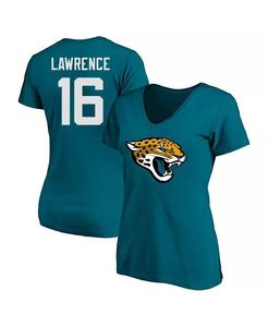 Женская футболка Trevor Lawrence Teal Jacksonville Jaguars большого размера с именем игрока и номером и V-образным вырезом Fanatics