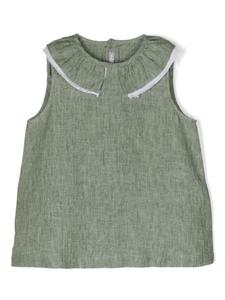 Il Gufo льняное платье мини с оборками, зеленый