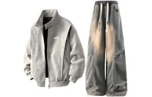 Повседневная спортивная одежда Unisex с воротником стойкой Moderate X1617, top серый+pants желтый mud