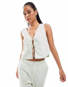 ONLY галстук спереди и сверху в зеленую клетку