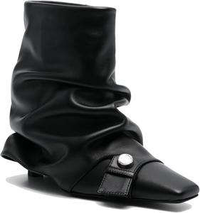 Женские ботильоны с отворотом на щиколотке - квадратный носок, каблук-стилет 3,5 дюйма, ботинки на пуговицах для вечеринок/свадеб NSZPD, Black