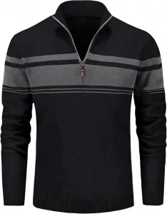 MAGCOMSEN мужской свитер 1/4 Zip Cotton поло в полоску