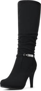 Женские сапоги DREAM PAIRS до колена на платформе с высоким каблуком, Black