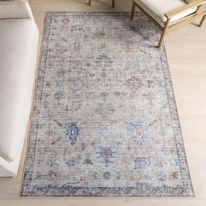 Ковер nuLOOM, 153 x 244 см, с машинной стиркой, водонепроницаемой поверхностью, устойчивый к пяткам, винтажный традиционный ковер для гостиной, столовой, офиса, Azalia Ivory