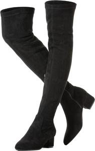 Женские ботфорты N.N.G выше колена, низкий каблук, зимние, замшевые, бедро высокие, массивные, длинные, удобные, Black 2 In