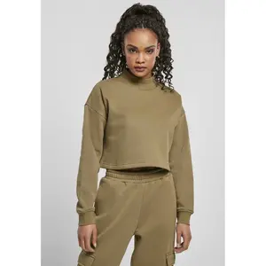 Толстовка Urban Classics Cropped Oversized High Neck Crew Big, зеленый
