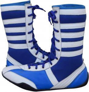 Профессиональные боксерские ботинки, дышащие борцовские ботинки, тренировочная обувь для взрослых и подростков, для мужчин и женщин, с нескользящей резиновой подошвой, легкие ботинки Right Punch, белый/синий