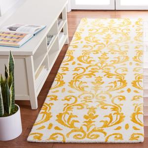 Ковер SAFAVIEH, 69 x 183 см, Dip Dye Collection, Ivory & Gold, ручной работы из шерсти, идеален для помещений с высокой проходимостью в гостиной, спальне (DDY689A)