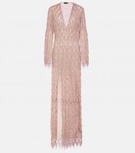 Платье из ламе с бахромой Tom Ford, розовый