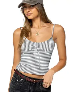 Женский полосатый топ с круглым вырезом Tova Edikted, черный