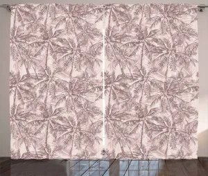 Штора ABAKUHAUS Тропический деревенский, Листья гавайского рая, универсальная ленточная штора для гостиной с петлями и крючками, 280 x 175 см, цвет сухую розу и слоновую кость Abakuhaus