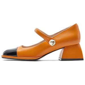 Туфли Мэри Джейн на блочном каблуке 5 см женские NINE WEST, Orange/Black