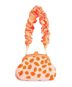PEACHPUFF Arnoldi Клатч с ручной вышивкой бисером в оранжево-розовых тонах Brunna.co, оранжевый