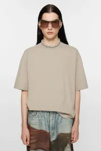 Футболка с круглым вырезом - Свободный крой Acne Studios, Concrete grey