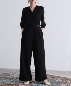 Комбинезон с открытым воротником, свадебное платье для вечеринки, вечернее платье Pourvous, цвет Black