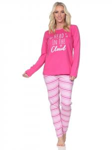 NORMANN Пижама с длинными рукавами в полоску, большие размеры 126 10 802, розового цвета