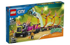 Городская коллекция трюковый грузовик и огненное кольцо строительные блоки 479 деталей 60357 LEGO