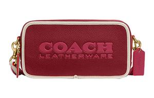 Сумка через плечо Kia Pebbled Leather Camera Bag среднего размера COACH вишнёво-красная