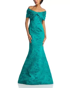 Платье-Русалка с фактурной отделкой Teri Jon By Rickie Freeman, синий