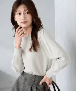 Вязаный свитер с круглым вырезом и пайетками Avv, цвет Gray