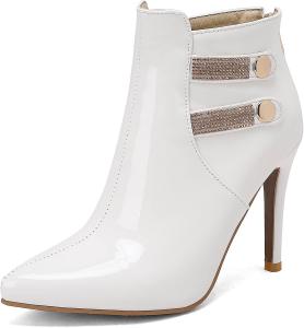 Женские ботильоны с остроконечным носком на шпильке Renessmi, White 3