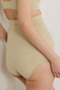 SKIMS Бесшовные трусы Sculpt Sculpting с высокой талией - Глина, нейтральный