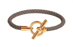 HERMES Glenan H Calfskin Wristbands мужские серо-коричневые