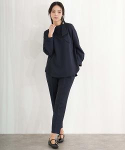 Топ с бабочкой и брючный костюм-двойка Pourvous, цвет Navy