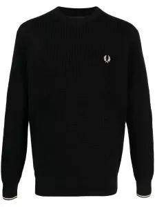 Фактурный джемпер с вышитым логотипом Fred Perry, черный