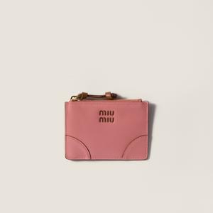 Кожаный держатель для карт MIU MIU, розовый