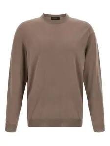 Свитер с круглым вырезом и длинными рукавами Zanone, коричневый