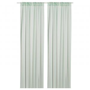 Шторы прозрачные Ikea Teresia с карманом на штанге, 145x250 см, светло-зеленый