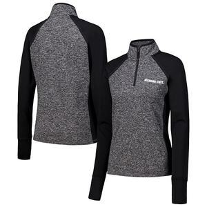 Женская черная/серый мичиган стейт спартанс финалист реглан куртка с четвертью молнией Camp David