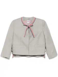 Укороченный фланелевый жакет THOM BROWNE, серый